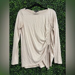 Staccato Cream Ruched Long Sleeve Top